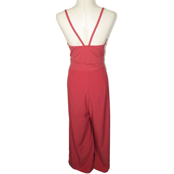 Halara Dusty Red Breezeful Flowy Wide Leg Dressy Jumpsuit With Pockets Sz Small - Picture 10 of 12